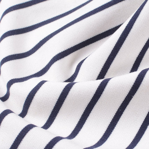 Navy Vertical-Stripe Ponte Knit, Poly-Viscose