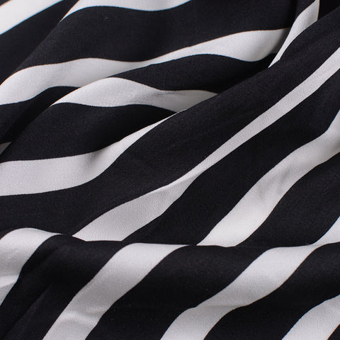 Black Vertical-Stripe Woven, Polyester, 110 gsm, 144 cm