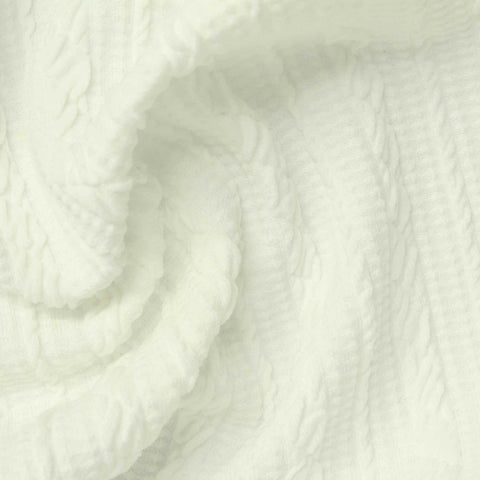 Cream Textured-Stripe Interlock Knit, Polyester