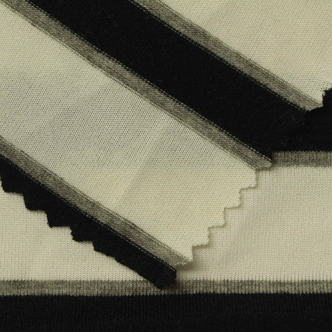 Black Horizontal-Stripe Knit, Poly-Viscose, 181 gsm