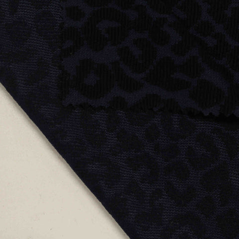 Dark Blue Tone-on-Tone Animal Print Jacquard, Poly-Viscose
