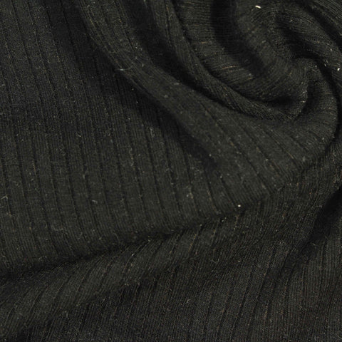 Viscose Stretch Rib Knit Fabric, 340 gsm, 130 cm — Black