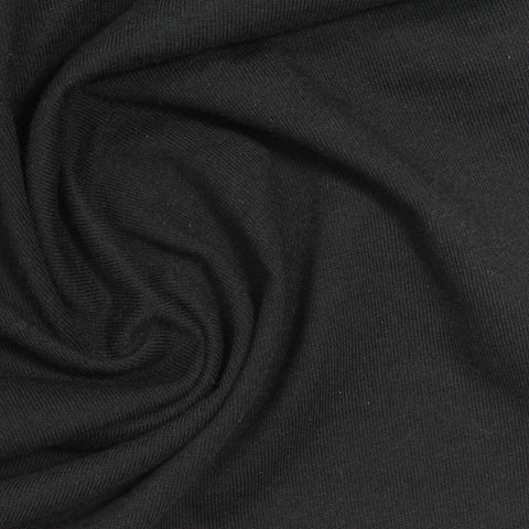 Polyester Cotton Blend Jersey Knit Fabric, 190 gsm, 180 cm — Black
