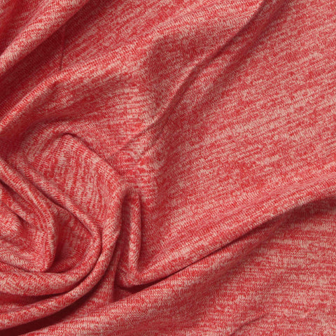 Red Heathered-Marl Jersey Knit, Polyester, 140 gsm