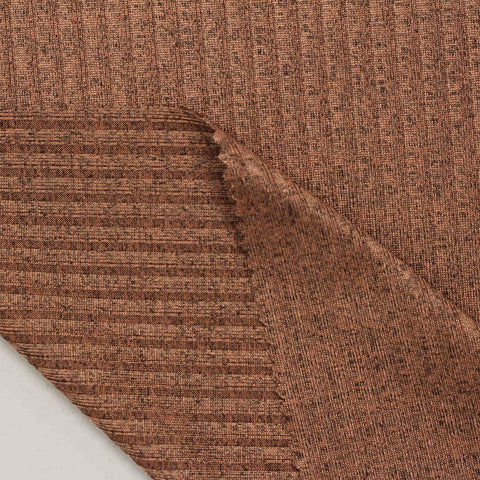 Brown Marl Rib Knit, Polyester, 270 gsm