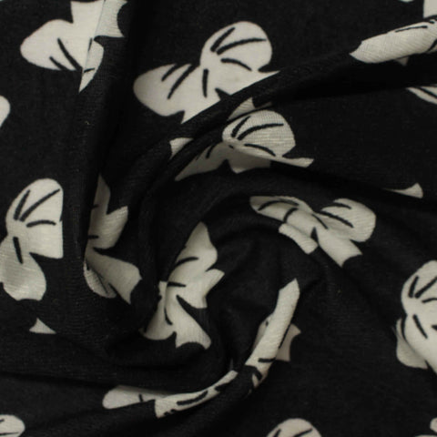 Printed Polyester Stretch Knit Fabric, 150 gsm, 175 cm — Black