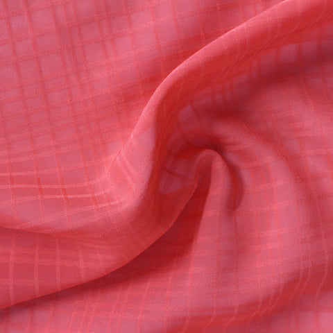 Coral Tone-on-Tone Grid Chiffon, Polyester