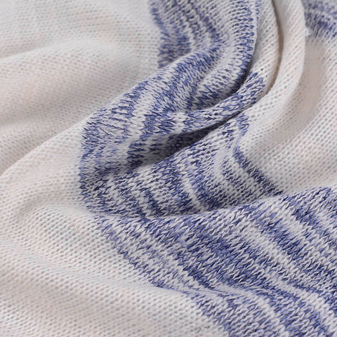 White Vertical-Stripe Jersey Knit, Poly-Cotton, 222 gsm