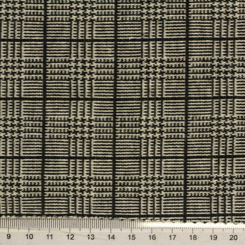 Black Plaid Jacquard, Poly-Viscose, 240 gsm