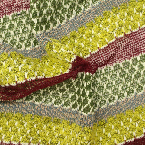 Maroon Horizontal-Stripe Knit, Polyester, 213 gsm