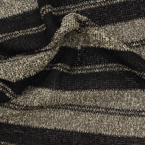 Dark Grey Horizontal-Stripe Chunky Knit, Poly-Viscose, 195 gsm