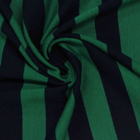 Dark Green Vertical-Stripe Jersey Knit, Viscose