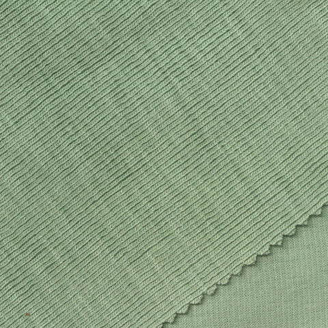 Cotton Viscose Rib Knit Fabric, 390 gsm, 166 cm — Green