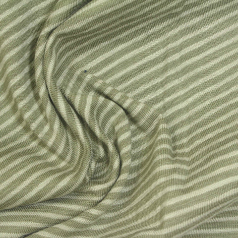 Dark Green Stripe Jersey Knit, Cotton