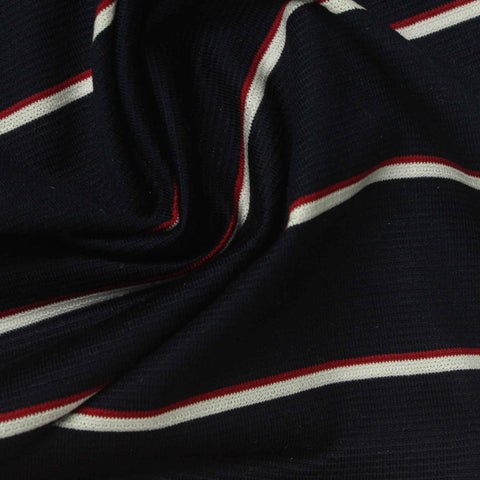 Navy Stripes Jersey Knit, Cotton