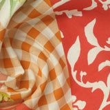 Orange Gingham Woven, Poly-Viscose — photo 2