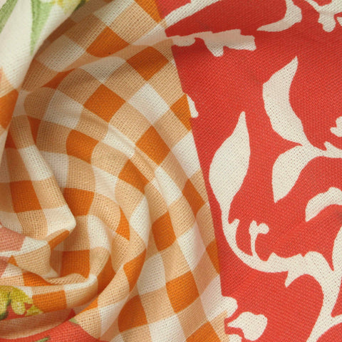Orange Gingham Woven, Poly-Viscose