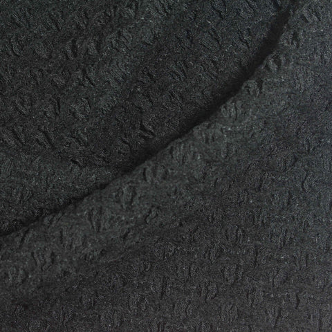 Dark Grey Textured-Leaf Warp Knit, Polyester