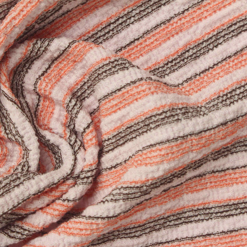 Pink Horizontal-Stripe Crepe, Poly-Cotton