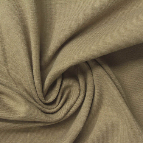 Cotton Stretch Jersey Knit Fabric, 212 gsm, 156 cm — Khaki