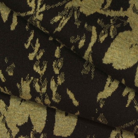 Olive Abstract Interlock Knit, Poly-Viscose