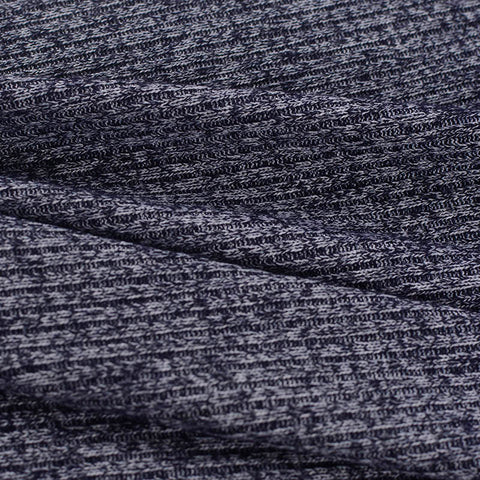 Navy Marl Rib Knit, Viscose-Poly, 230 gsm