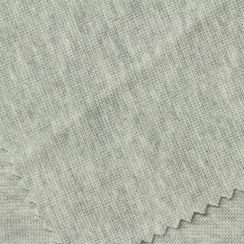 Light Grey Heathered-Marl Rib Knit, Cotton-Poly