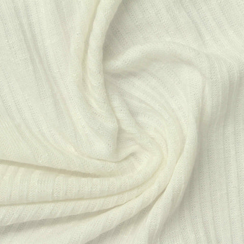 Off-White Ribbed Rib Knit, Poly-Viscose
