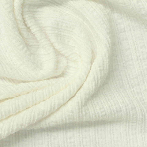 Slub Polyester Viscose Stretch Jersey Knit Fabric, 270 gsm, 160 cm — White