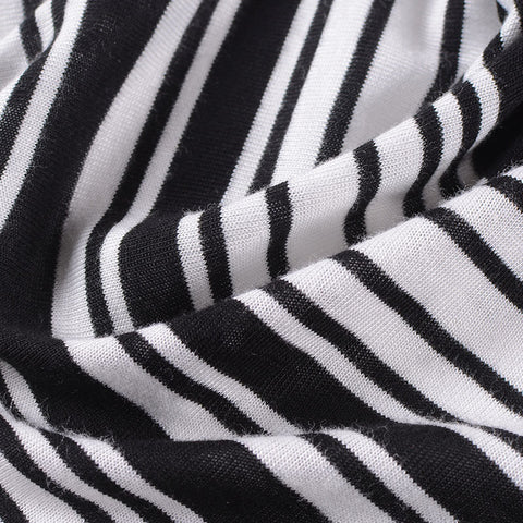 Black Horizontal-Stripe Jersey Knit, Viscose, 130 gsm, 155 cm