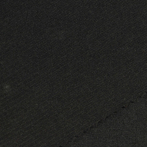 Polyester Stretch Rib Knit Fabric, 283 gsm, 128 cm — Black