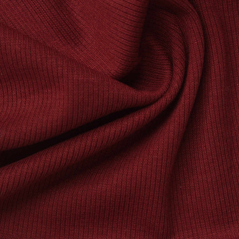 Polyester Cotton Stretch Rib Knit Fabric, 286 gsm, 128 cm — Red