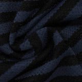 Dark Blue Stripes Jersey Knit, Polyester — photo 2
