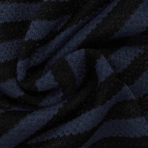 Dark Blue Stripes Jersey Knit, Polyester, 250 gsm