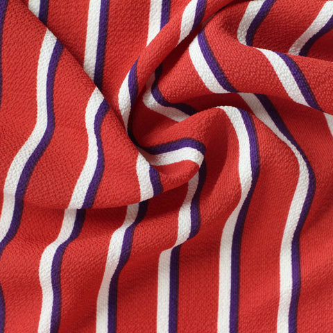 Red Vertical-Stripe Chiffon, Polyester, 121 gsm, 145 cm