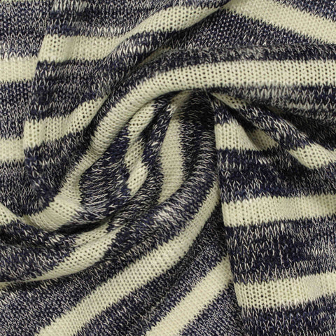 Cream Stripe Jersey Knit, Poly-Viscose