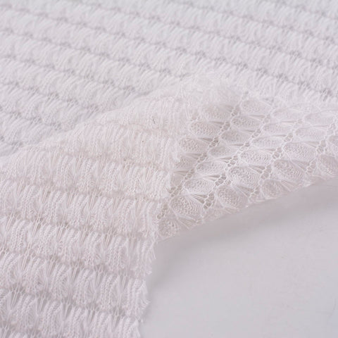 White Tone-on-Tone Chunky Knit, Polyester, 150 gsm