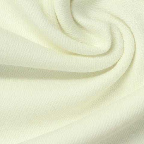 Polyester Cotton Stretch Piqué Knit Fabric, 410 gsm, 175 cm — White