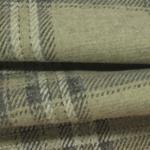 Olive Plaid Jersey Knit, Poly-Cotton