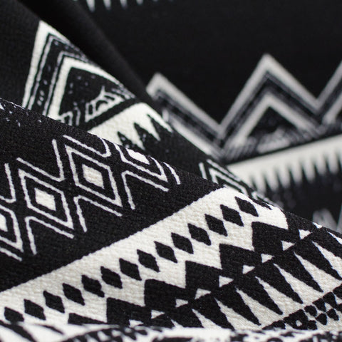 Black Horizontal-Band Knit, Polyester, 220 gsm