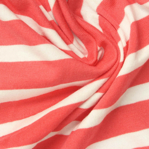 Striped 100% Cotton Jersey Knit Fabric, 160 gsm, 173 cm — Red