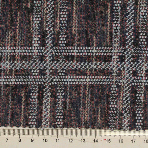 Dark Grey Plaid Jacquard, Viscose-Poly, 240 gsm