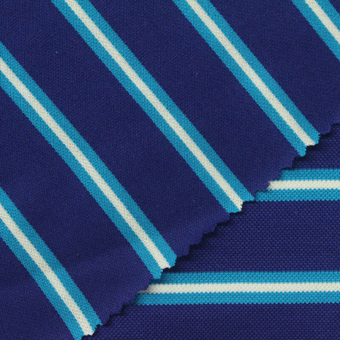 Navy Horizontal-Stripe Piqué Knit, Linen-Tencel Lyocell