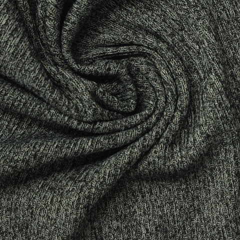 Dark Grey Marl Rib Knit, 210 gsm