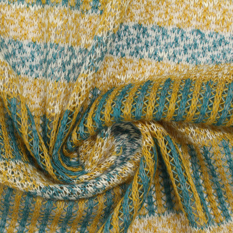 Yellow Horizontal-Stripe Chunky Knit, Viscose
