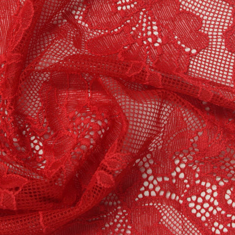 Red Floral Lace, Nylon-Spandex