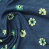 Yellow Flowers Rib Knit, Cotton-Poly — photo 2