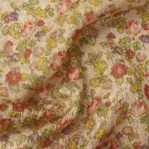 Pink Flowers Knit, Acrylic, 95 gsm
