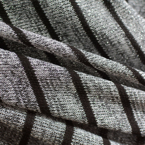 Black Stripes Chunky Knit, Viscose-Poly, 179 gsm