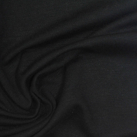 Viscose Polyester Stretch Jersey Knit Fabric, 220 gsm, 170 cm — Black